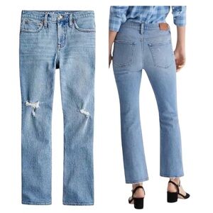 J. Crew 9” Billie Demi Boot Crop Jeans Rocky Shore Lightwash Distressed Denim 30